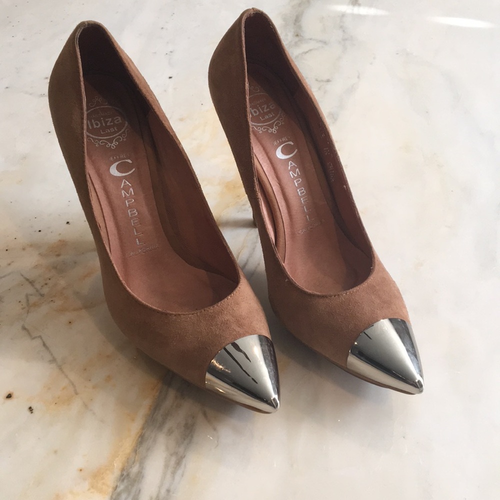 Jeffrey Campbell tan suede heels